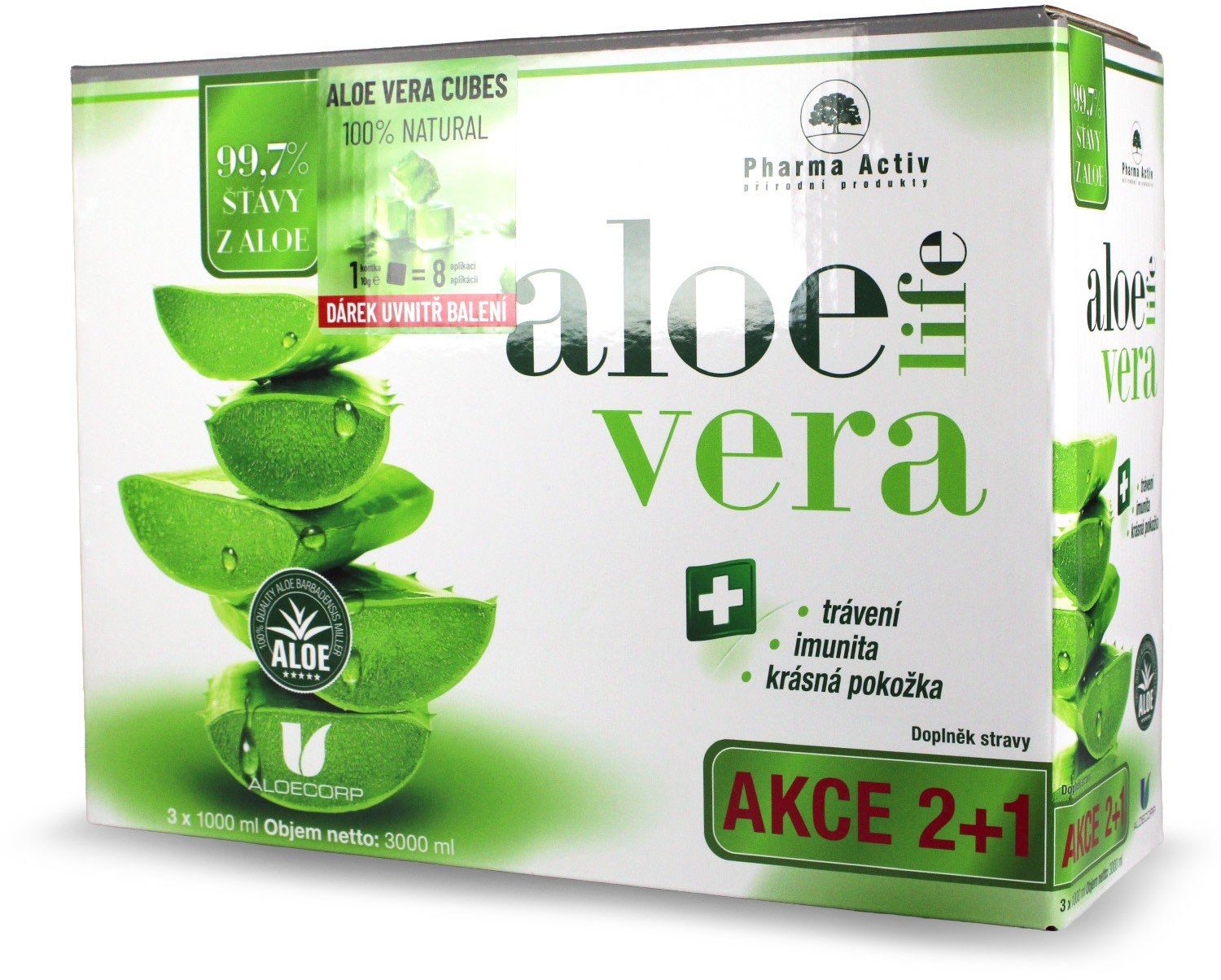 Pharma Activ AloeVeraLife + Aloe Vera Cubes 3 x 1000 ml