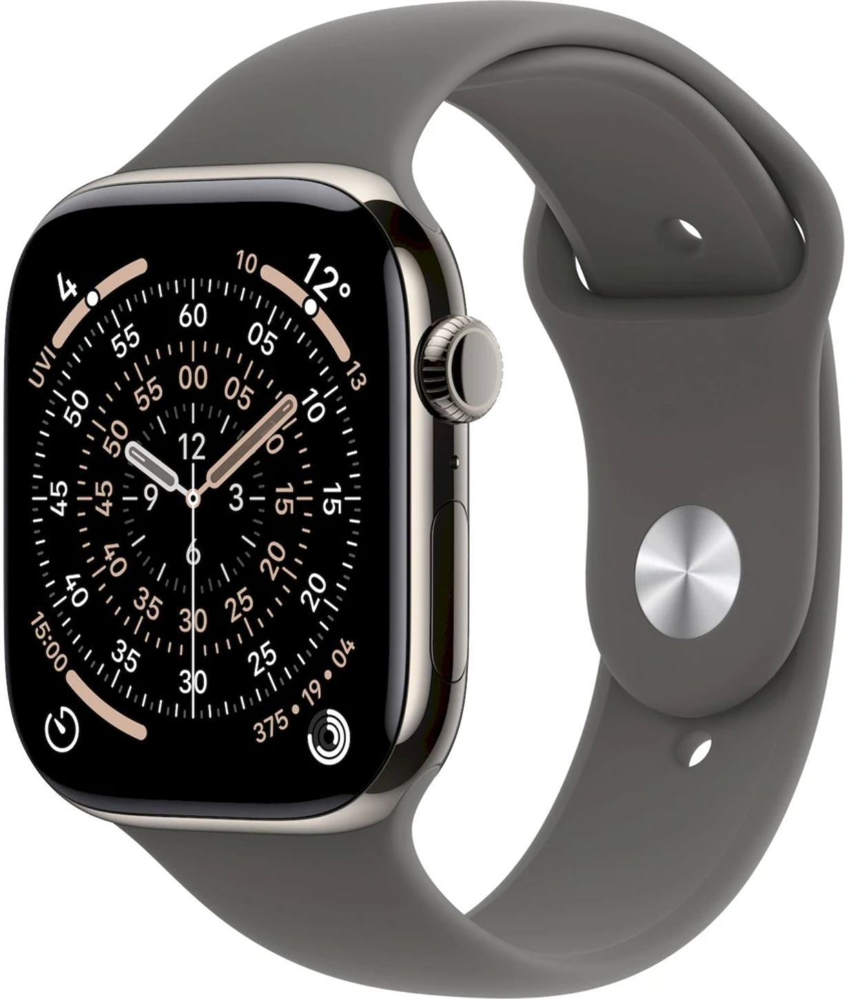 Apple Watch 11 GPS + Cellular 46mm Přírodní titan se skálově šedým sportovním řemínkem - S/M