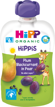 HiPP BIO Hippis 100% ovoce Hruška-Černý rybíz-Švestka 100 g