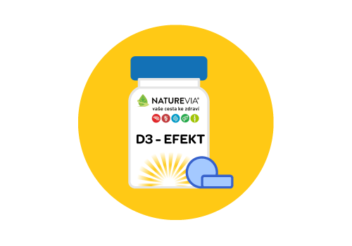 Naturevia, vitamin D3, Podporuje správnou funkci imunitního systému,  Vhodný pro seniory, lidi se slabou imunitou, podporuje správnou funkci svalů. , Pomáhá zachovat zdravé kosti a zuby, Přispívá ke správné činnosti svalů, Extra síla multifunkčního vitaminu D v jedné tabletě.