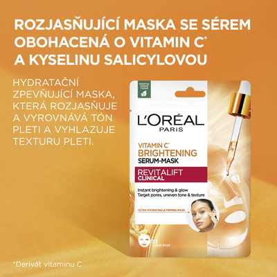 L'Oréal Paris Revitalift Clinical rozjasňující pleťová maska s vitaminem C, 26 g