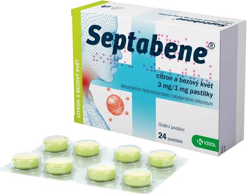 Septabene® 3 mg/1 mg citron a bezový květ 24 pastilek