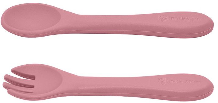 Petite&Mars Set jídelní silikonový TAKE&MATCH Dusty Pink 6m+ 3 ks