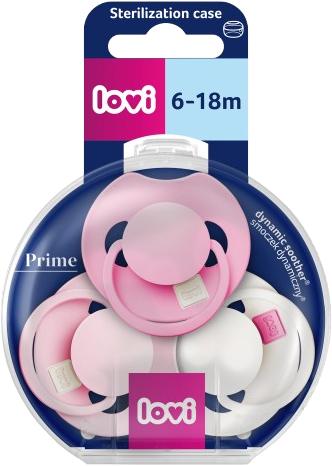 LOVI Dudlík silikonový dynamický PRIME Tutti Frutti 6-18m Peony Pink 3 ks