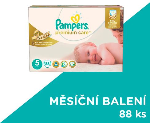 Pampers Premium Care plenky vel. 5, 11-16 kg, 88 ks