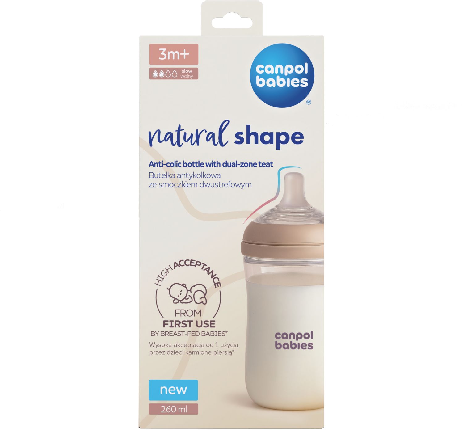 Canpol babies Lahev antikoliková Natural Shape 260 ml