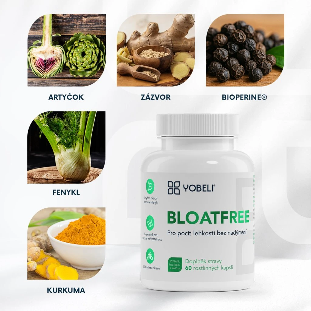 Lobey Yobeli Bloatfree - komplex proti nadýmání 60 kapslí