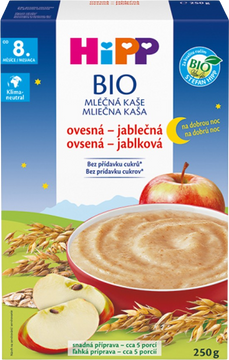 HiPP BIO Kaše mléčná na dobrou noc ovesná/jablková od 8m+, 250 g