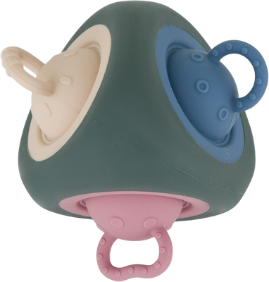 Petite&Mars Hračka silikonová Pop Up Triangle Misty Green 10m+