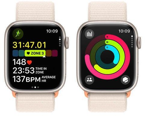 Apple Watch Series 9 45mm Hvězdně bílý hliník s hvězdně bílým provlékacím řemínkem