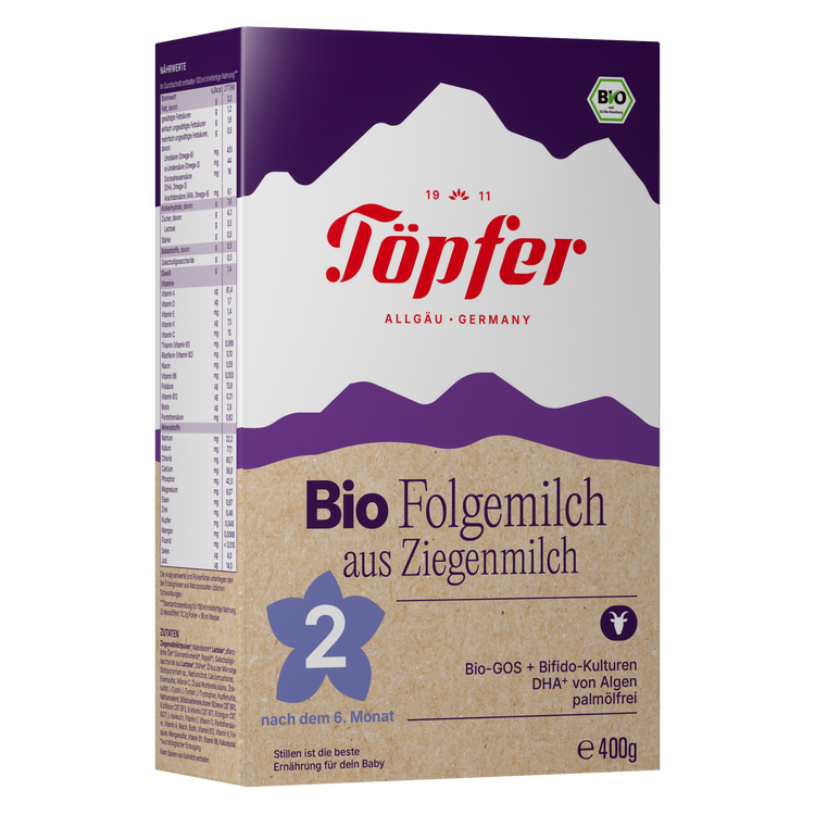 Töpfer BIO 2 z kozího mléka – pokračovací kojenecká výživa 400 g