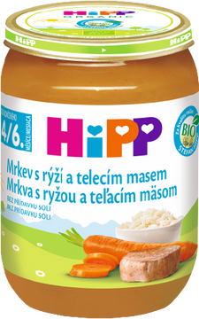 HiPP BIO Mrkev s rýží a telecím masem 190 g