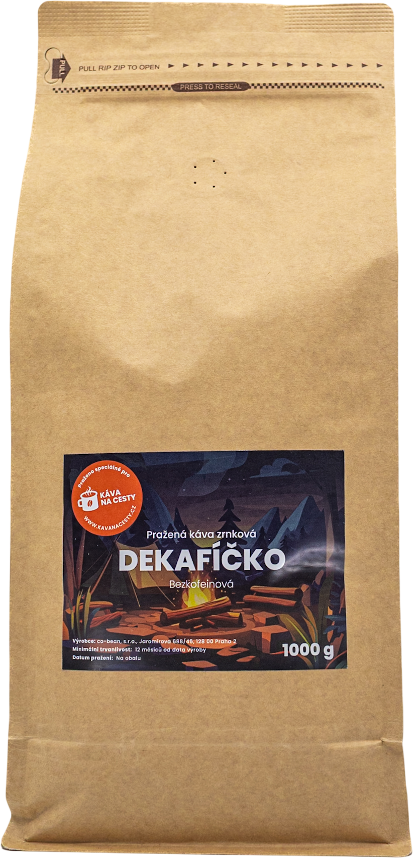Káva na cesty Zrnková káva Dekafíčko 1 kg