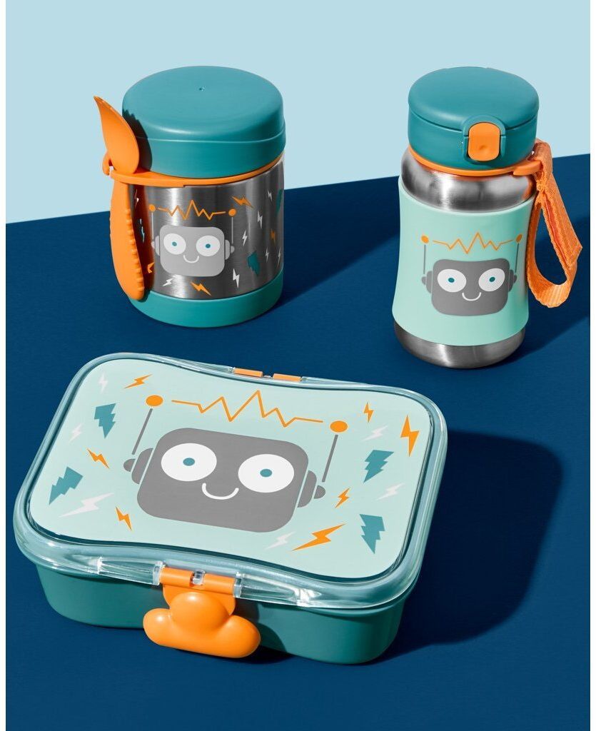 Skip Hop Spark Style Láhev s brčkem na vodu nerez Robot 12m+ 350 ml