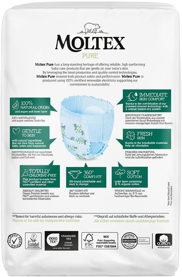 Moltex Pure & Nature Natahovací plenkové kalhotky Maxi 7–12 kg 22 ks