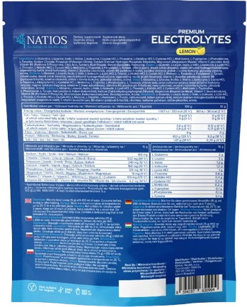 Natios Premium Electrolytes, Elektrolyty s 12 aminokyselinami, Citrón 600 g