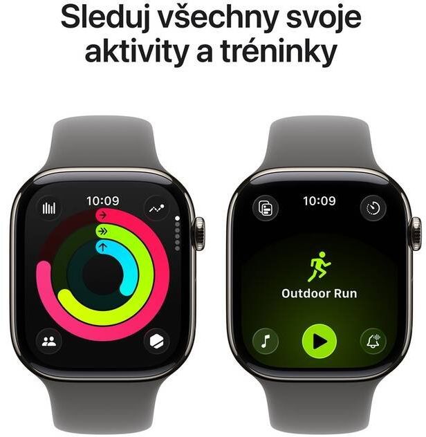 Apple Watch 11 GPS + Cellular 46mm Přírodní titan se skálově šedým sportovním řemínkem - S/M