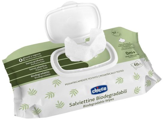 Chicco Dětské vlhčené ubrousky bez obsahu plastů 60 ks