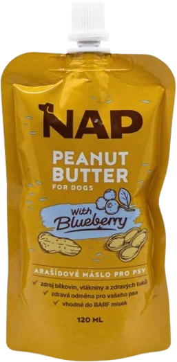 NAP NAP Arašídové máslo pro psy, borůvka 120 ml