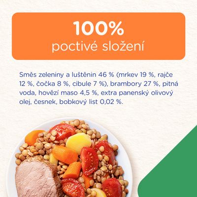 Sunar Příkrm dušená zelenina s čočkou 10m+, 190 g