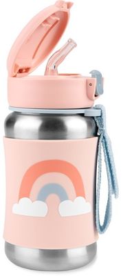 Skip Hop Spark Style Láhev s brčkem na vodu nerez Duha 12m+, 350 ml