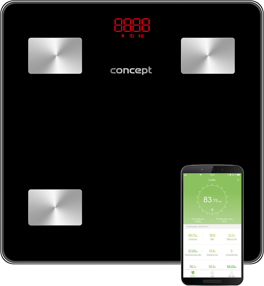 Concept Osobní váha diagnostická Perfect Health VO4001, černá