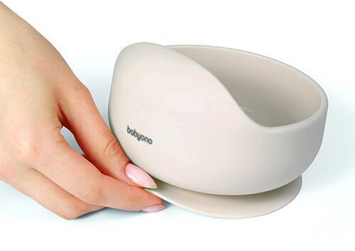 Baby Ono Miska silikonová s přísavkou - beige 6m+