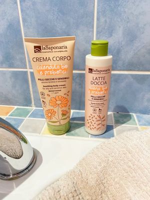 laSaponaria Tělový krém s BIO měsíčkem a prebiotiky pro citlivou pleť 200 ml