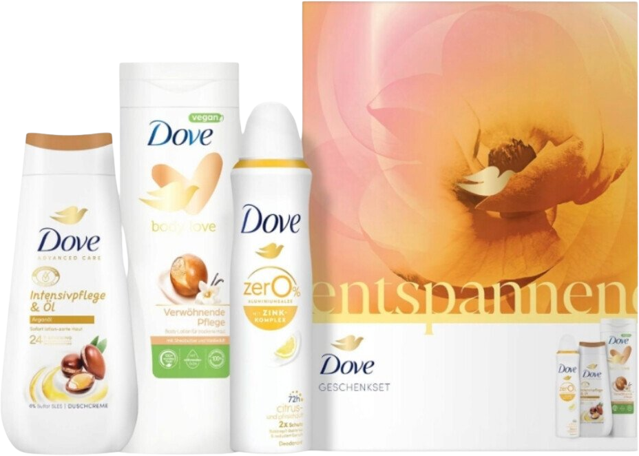 Dove Dárková sada 225 ml SG + 150 ml Sprej + 400 mléko