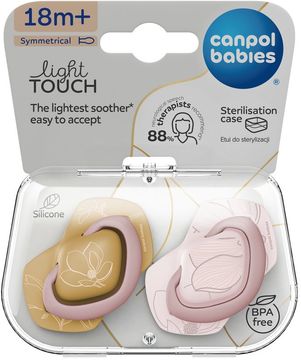 Canpol babies Dudlík silikonový symetrický Light touch GOLD 18m+ růžový 2 ks