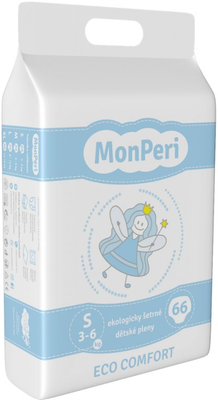 MonPeri Eco Comfort S 3–6kg Eko Jednorázové dětské plenky 66 ks