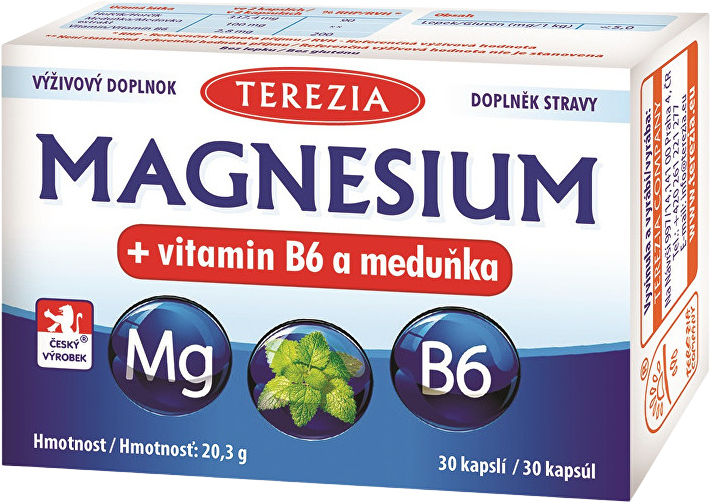 Terezia Magnesium + vitamin B6 a meduňka 30 kapslí