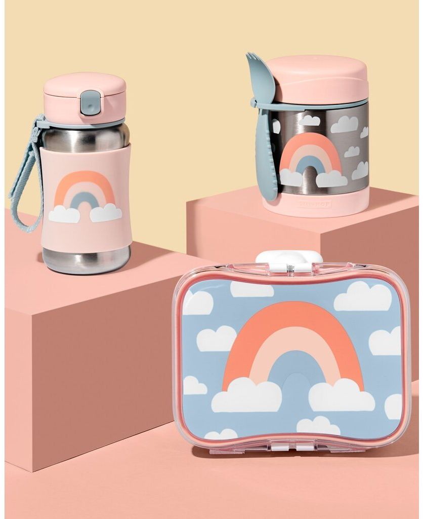 Skip Hop Spark Style Láhev s brčkem na vodu nerez Duha 12m+, 350 ml