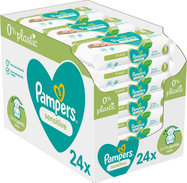 Pampers Sensitive Plastic Free Vlhčené ubrousky 24 x 52 ks