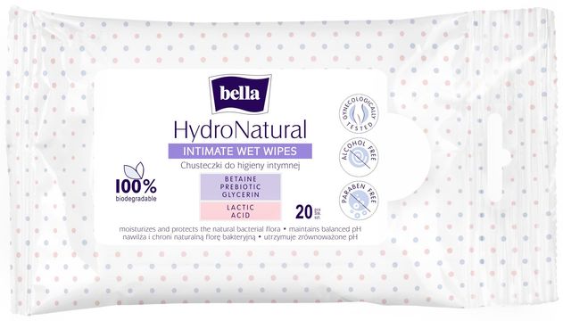 Bella Lady intimní vlhčené ubrousky Hydronatural 20 ks