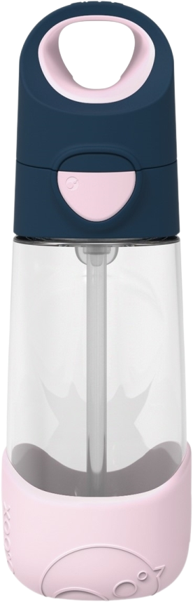 B.box Láhev na pití s brčkem indigo/růžová 450 ml