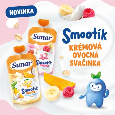 Sunar Smootík dětská kapsička borůvka, jogurt, ovesné vločky 12m+ 120 g