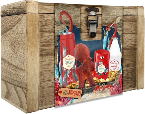 Old Spice Treasure Chest Dárková sada v dřevěné truhlici pro muže s vůní přímořských citrusů a květů 3 ks