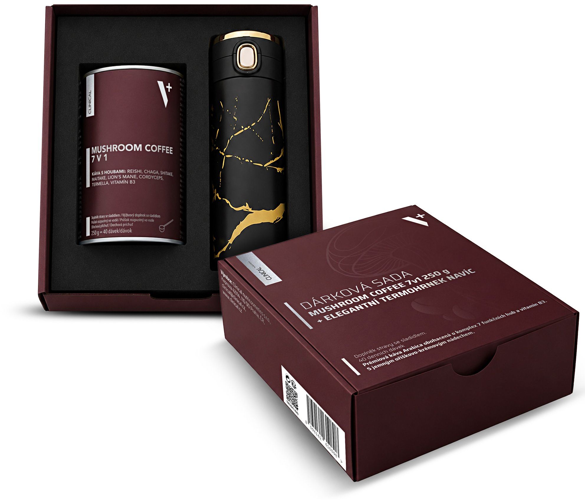 Clinical Dárková sada Mushroom Coffee 7v1 + elegantní termohrnek navíc