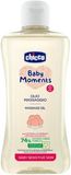 Chicco Olej masážní s bavlnou a vitamínem E Baby Moments Sensitive 74 % přírodních složek 200 ml