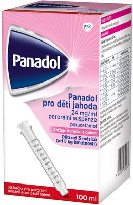 Panadol pro děti 24mg/ml Jahoda sirup ke snížení horečky u dětí 100 ml