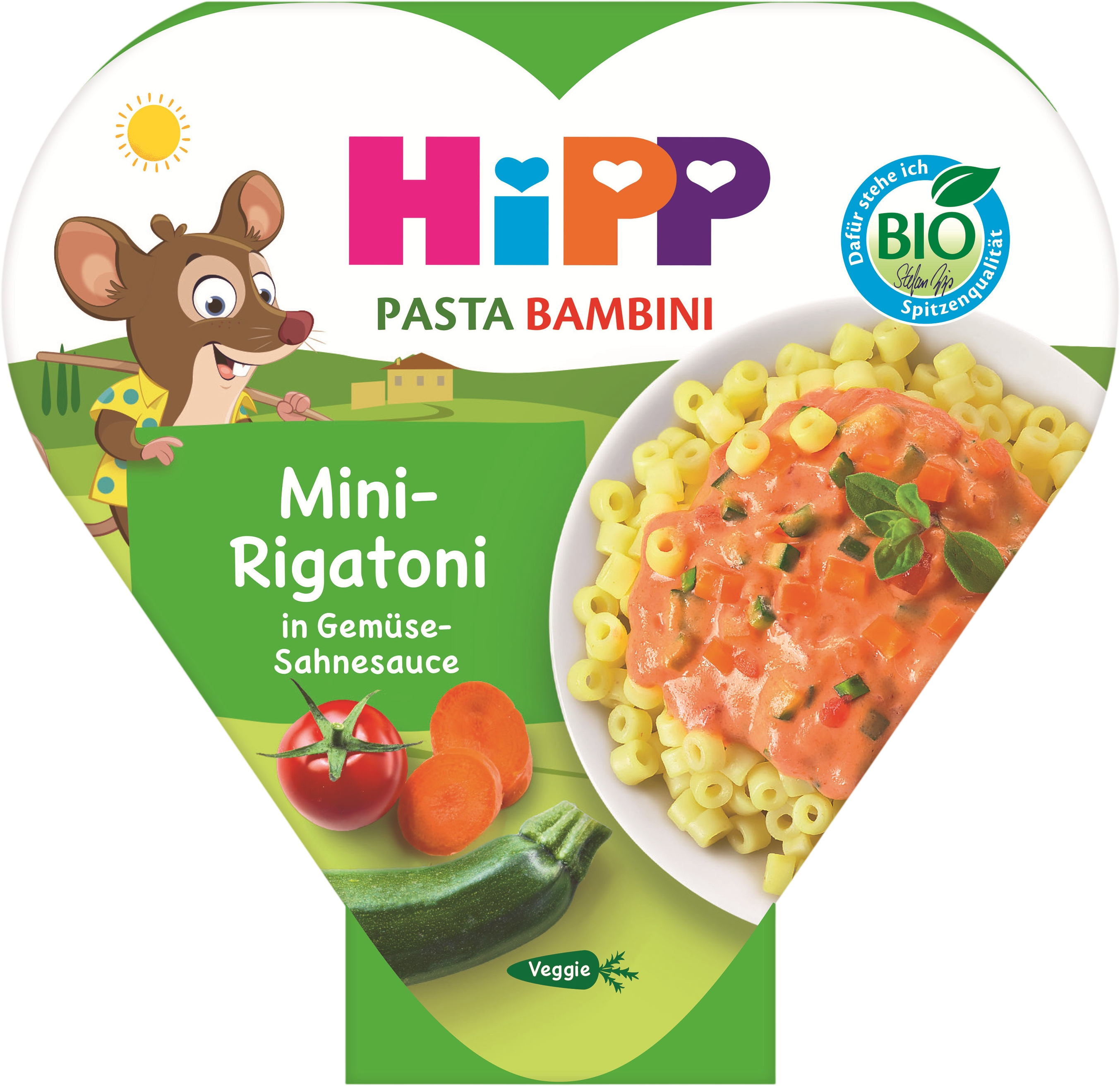 HiPP BIO Mini-Rigatoni se zeleninou ve smetanové omáčce 250 g