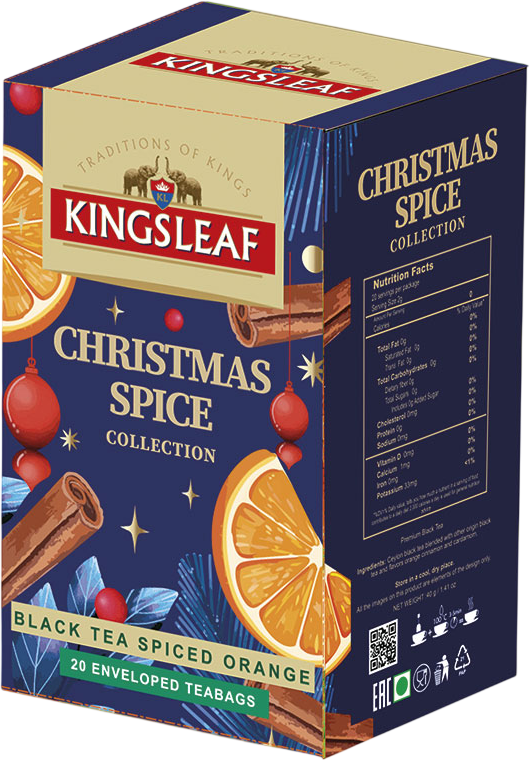 Kingsleaf Xmas Black Spiced Orange přebal 20 x 2 g