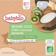 Babybio Svačinka s kokosovým mlékem - kiwi a banán 4 x 85 g