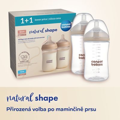 Canpol babies Set lahví Natural Shape 2 x 260 ml