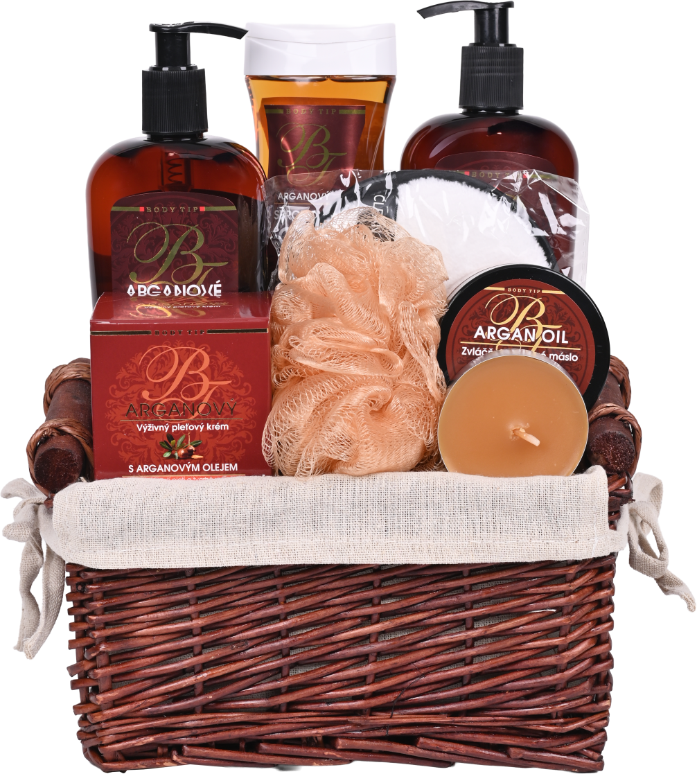 Vivaco Dárkové balení argan sprchový olej + tekuté mýdlo + krém na ruce + tělové máslo + pleťový + 3x dárek