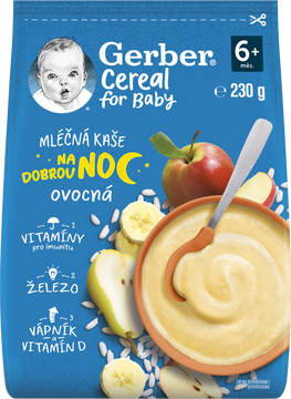 Gerber Cereal mléčná kaše ovocná Dobrou noc 230 g