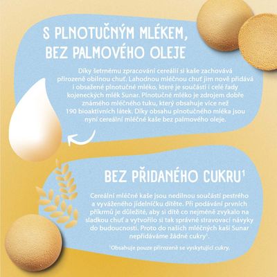 Sunar mléčná kaše s 8 cereáliemi na dobrou noc piškotová 210 g