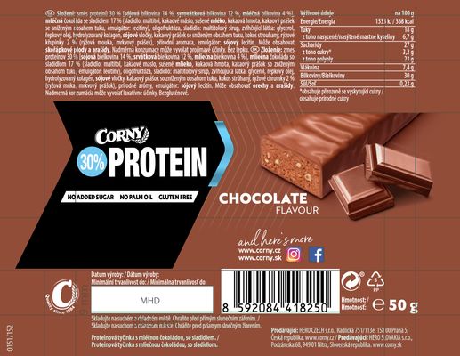 Corny Protein 30 % proteinová tyčinka mléčná čokoláda 50 g
