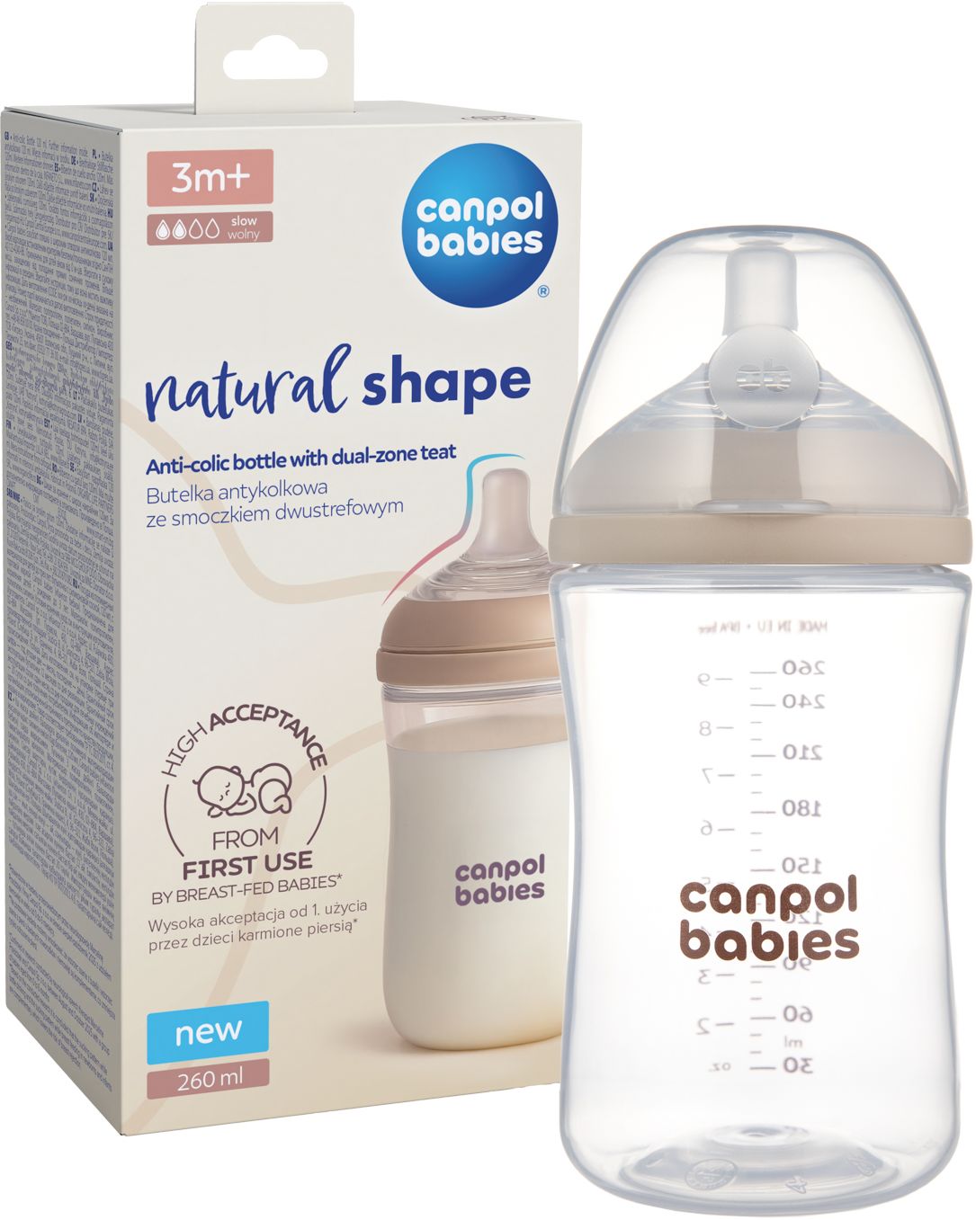 Canpol babies Lahev antikoliková Natural Shape 260 ml